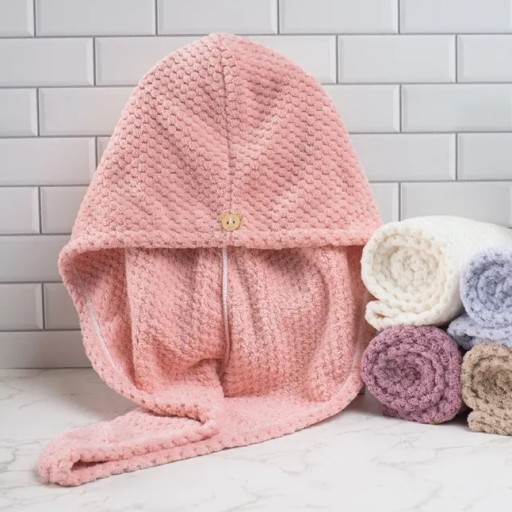Vlasový turban, mikrovláknový uterák na sušenie, ružová SEOL Cosmetics