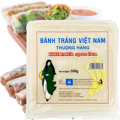 Vietnamský štvorcový ryžový papier na jarné rolky 19 cm štvorcový 500 g H&S