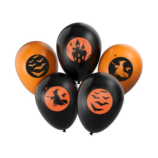 Balóny s halloweenskou potlačou - 28 cm, 5 ks.