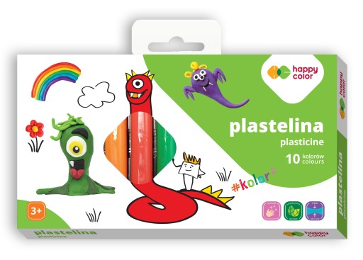 Okrúhla školská plastelína, 10 farieb, Happy Color