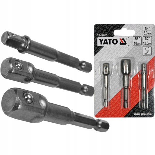 YATO SÚPRAVA HEX ADAPTÉRU SADA PRE ZÁSUVKY 1/4 3/8 1/2 OCEL 40CR YT-04685