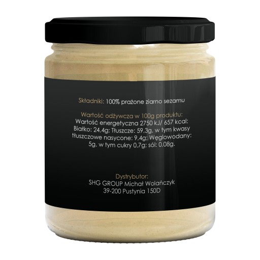 SEZAMOVÁ PASTA TAHINI hladká, bez soli, bez cukru, 500g