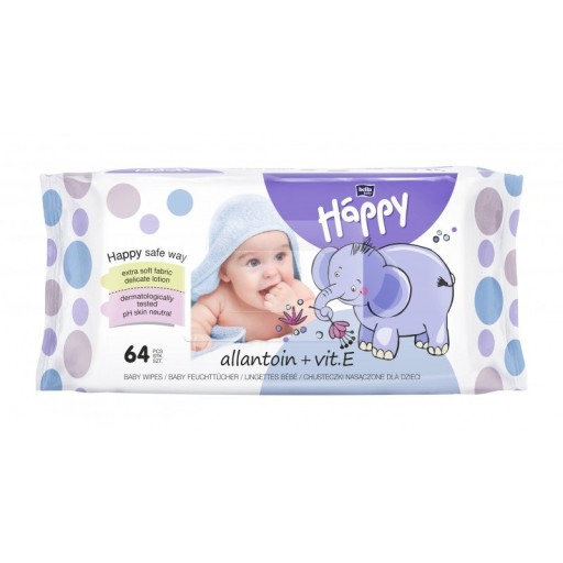 BELLA HAPPY E+ Alantoínové vlhčené obrúsky 64 ks