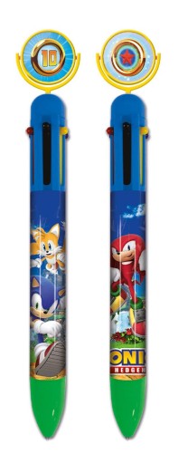 Viacfarebné automatické guľôčkové pero Sonic The Hedgehog s farebnými náplňami