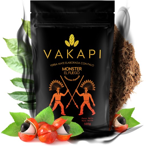 Yerba mate Vakapi MONSTER El FUEGO Najsilnejšie dymové Strong Paraguay 500g
