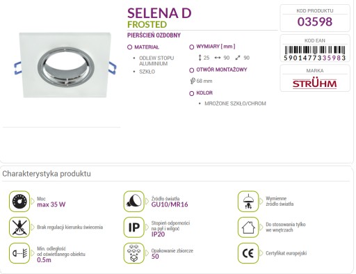 STRUHM Zásuvka štvorhranná SELENA
