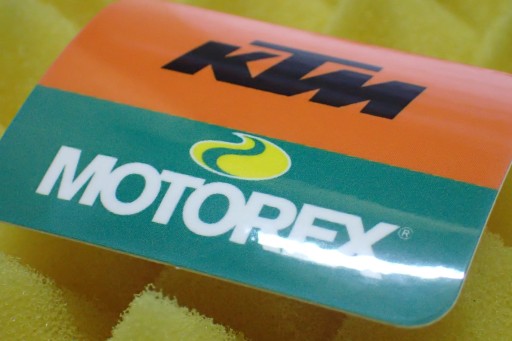 NÁLEPKA NA PRETEKY MOTOREX KTM 5 x 3,6 cm