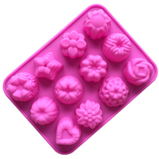 Silikónová forma na mydlo na voskové muffiny 12x mydlo Heart Star MF-102
