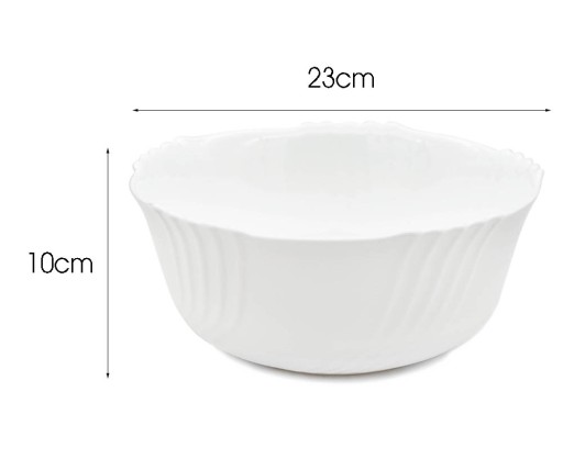 BIELA OPÁLOVÁ MISKA NA ŠALÁT HLBOKÁ MISKA 23CM okrúhla TANIEĽ POLIEV.