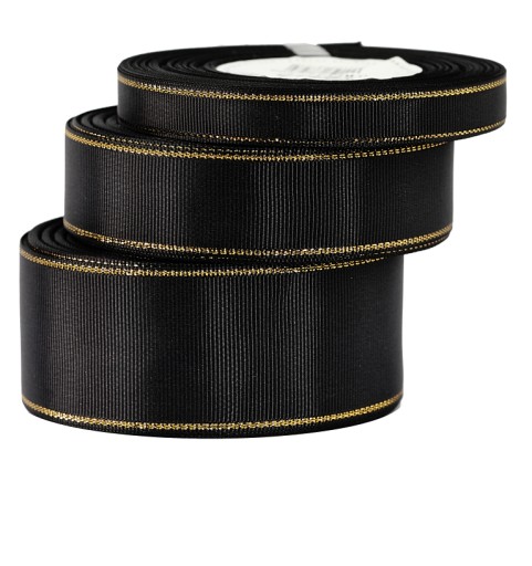 Pevná grogrénová stuha s pruhmi ZLATÉ PRÚŽKY 38mm/18mb 12 farieb na výber
