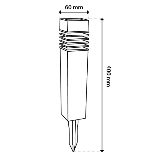 LED solárne záhradné svietidlo, zemný stĺpik, zemný stĺpik, hrot, LUMILED