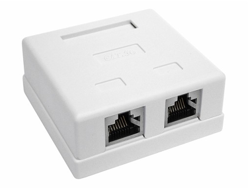 2x RJ45/8P8C STP zásuvka, tienená kat.5E, povrchové LSA kontakty