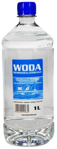 DEMINERALIZOVANÁ VODA, destilovaná, čistá, 1L