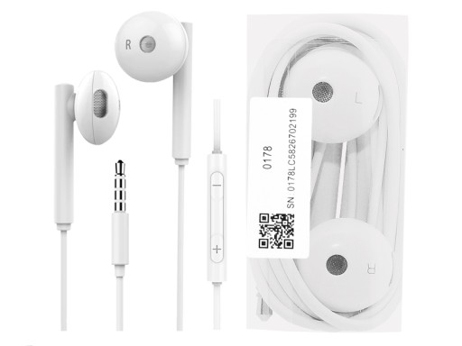 ORIGINÁLNE Slúchadlá do uší Huawei AM115 P8 P9 P10 P20 P30 Mate Jack 3,5 mm