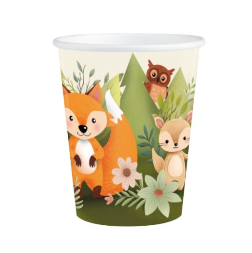PAPIEROVÉ POHÁRKY NA NArodeninovú oslavu FOREST FRIENDS 6 ks