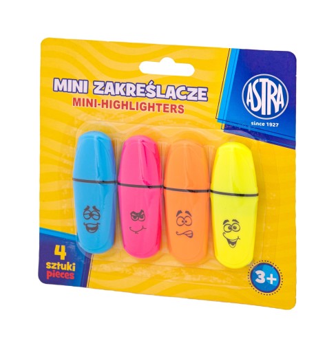 Mini zvýrazňovače, 4 ks Astra blister