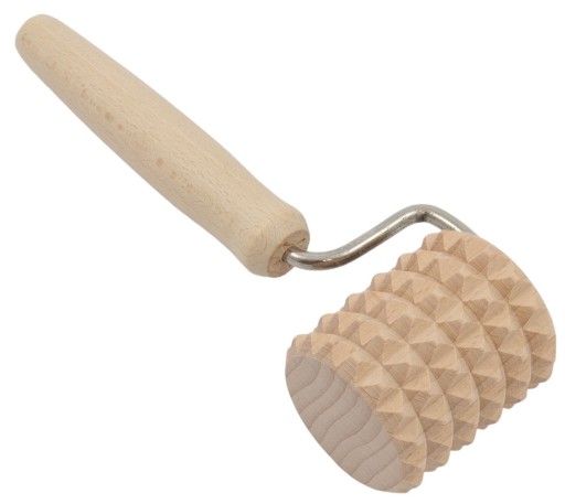 Drevený valček na cesto s rúčkou s hrotmi, malý, 16 cm
