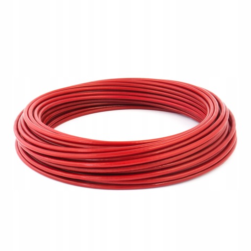 Lano oceľové lano v lagging Lagging PVC povlak červený 1,6/3mm 1x7 5mb