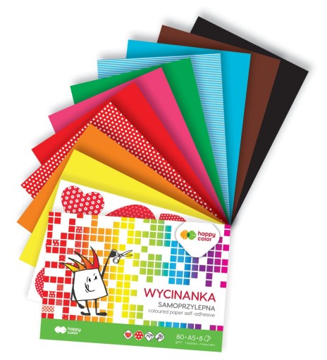 Samolepiaci vystrihovací blok A5 8 listov Happy Color zošit farebných papierov