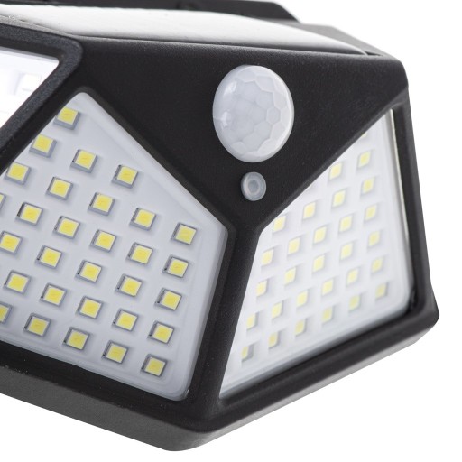 Solárne fasádne nástenné svietidlo, pohybový a súmrakový senzor, 100 LED