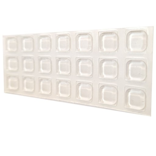 Silikónový, štvorcový nárazník 10x10mm - 21 kusov