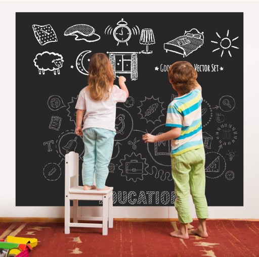 SAMOLEPIACA KREATÍVNA TABUĽA KREATÍVNA 45x200CM+NALEPKA NA STENU KRIEDA