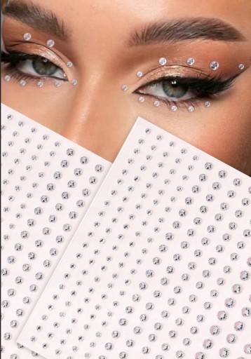 KRYŠTÁLOVÉ NÁLEPKY NA TVÁR diamantové DIAMANTY 3D MAKEUP OČÍ vlasy