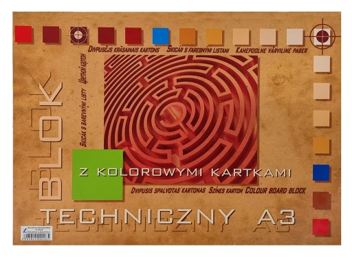 Technický blok A3, farebný kartón