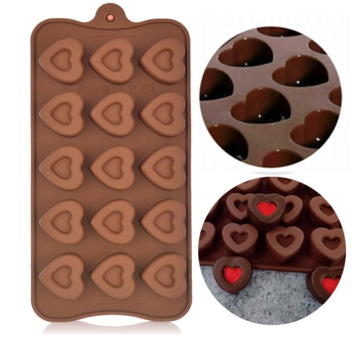 SILIKÓNOVÁ FORMA FORMA NA ČOKOLÁDU PRALINE ĽADOVÉ SRDCE SRDCE 15 KS