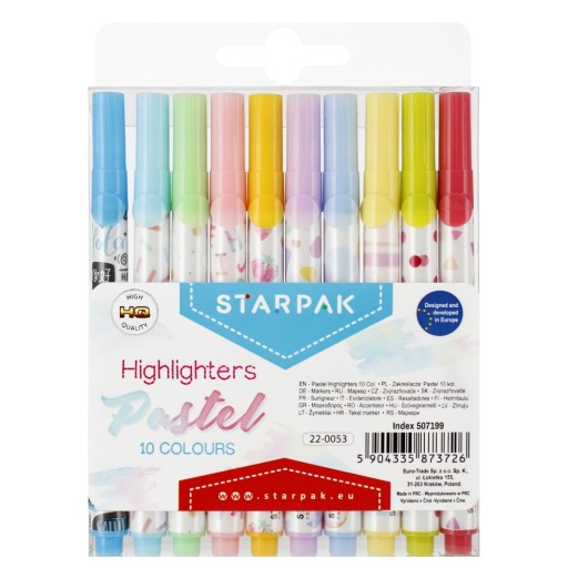 Pastelové zvýrazňovače, 10 farieb 507199. Starpak