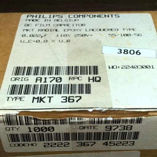 Kondenzátor MKT367 Philips 22nF 250V R7,5 10% x10
