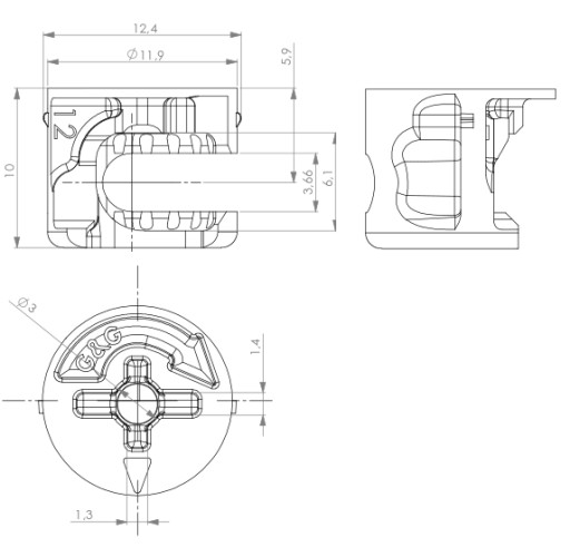 20x Excentrický nábytkový konektor fi 12 pre 12mm dosku