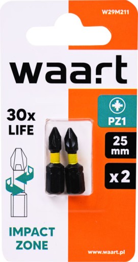 Nárazové bity s krížovou hlavou PZ1x25mm - 2 ks