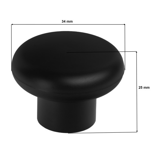 Nábytková kľučka G1 Gombík 34mm Matt Black + skrutky