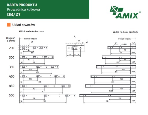 GUĽOVÝ VODIČ PRE ZÁSUVKY H-27 L-500 SET