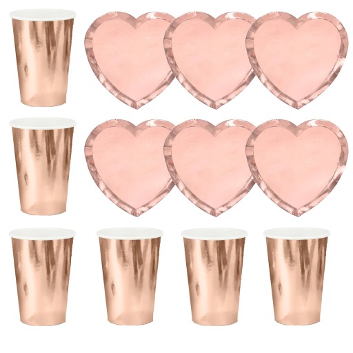 Sada šálok a tanierov Heart Rose Gold 12 ks