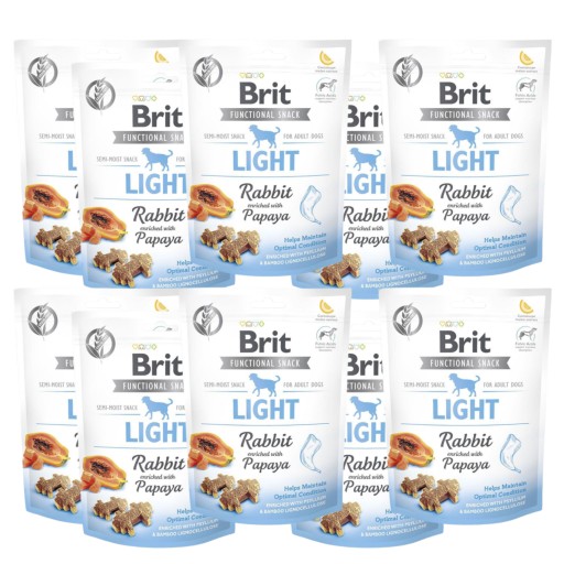 BRIT LIGHT funkčná maškrta pre psov Králik s papája 150g