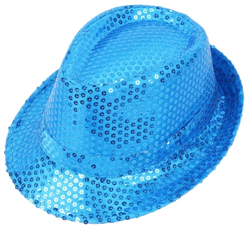 Klobúk FEDORA, flitrové klobúky, MODRÉ FILTRY