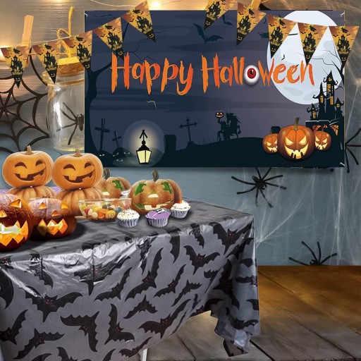 Obrus 220x130cm na súpravu zdobenia Halloween girlandy