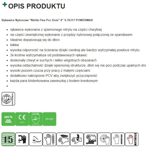 NITRILE FLEX DOTS NYLONOVÉ RUKAVICE VEĽ. 9 STALCO PERFECT S-76319