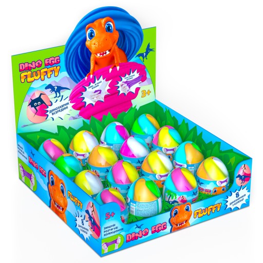 Detské PLAY MASS Modeling MASS Glutek Fluffy Dinosaur Egg 140g