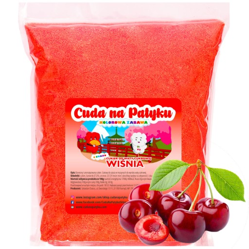 Farebný cukor do stroja na cukrovú vatu, ČEREŠŇOVÁ PRÍCHUŤ 1KG