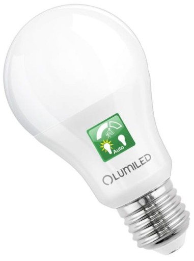 ŽIAROVKA SO SNÍMAČOM LUMILED LED E27 A60 10W=75W 1055lm 3000K TEPLÁ FARBA
