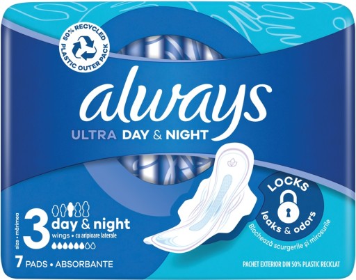 Hygienické vložky ALWAYS Ultra Day & Night s krídelkami, 7 kusov