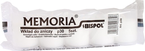 Parafínové vložky do sviečok, balenie 5 ks Memoria biela