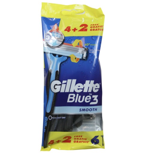 Gillette Jednorazový holiaci strojček 4+2 MODRÝ 3 HLADKÝ