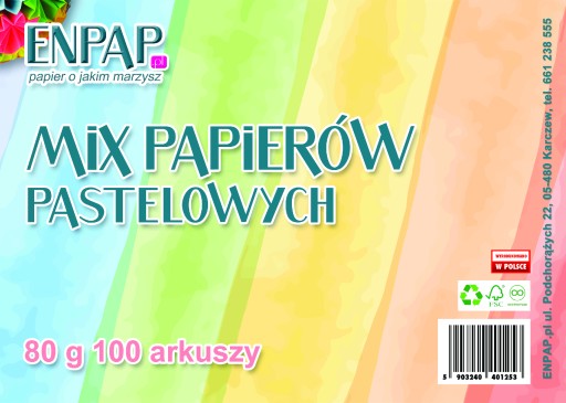 FAREBNÝ KOPÍROVACÍ PAPIER 80 G A4 MIX PASTELOVÝCH FARIEB