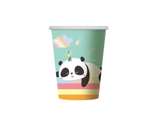 Narodeninové papierové poháre Panda 266 ml 6 ks.