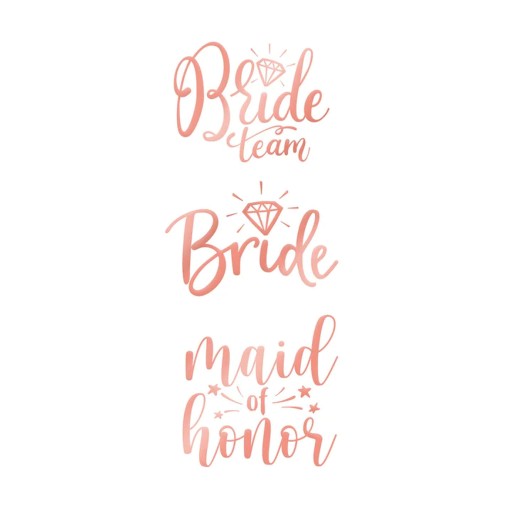 Tetovanie na sliepočku Bride to Be Rose gold Washable Bride's Team