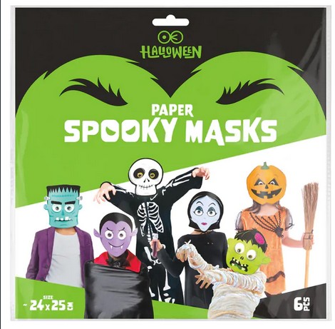 Papierové masky Halloween Monsters 24x23cm 6ks prevlek